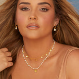 HD X JJ Calm Mother of Pearl Square Earrings HD X Golden Edit