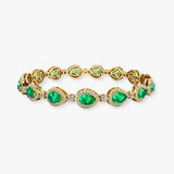 Halo Pear Shape 12 Carat Emerald and Diamond Halo Bracelet BRHAPSE