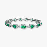 Halo Pear Shape 12 Carat Emerald and Diamond Halo Bracelet BRHAPSE