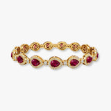 Halo Pear Shape 12 Carat Ruby and Diamond Halo Bracelet BRHAPSR