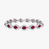 Halo Pear Shape 12 Carat Ruby and Diamond Halo Bracelet BRHAPSR