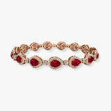 Halo Pear Shape 12 Carat Ruby and Diamond Halo Bracelet BRHAPSR