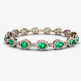 Halo Pear Shape 9 Carat Emerald and Diamond Halo Bracelet BRHAPSE HEERA DIAMONDS