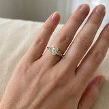 "Haven" 2.50 Carat Oval Cut Diamond Floral Leaf Petals Shoulders Yellow Gold Engagement Ring