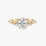 "Haven" 2.50 Carat Oval Cut Diamond Floral Leaf Petals Shoulders Yellow Gold Engagement Ring