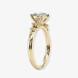 "Haven" 2.50 Carat Oval Cut Diamond Floral Leaf Petals Shoulders Yellow Gold Engagement Ring