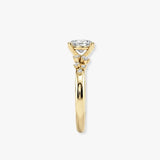 "Haven" 2.50 Carat Oval Cut Diamond Floral Leaf Petals Shoulders Yellow Gold Engagement Ring