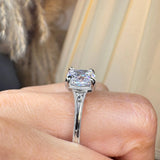 "Hope" Cushion Cut 3 Carat Trilogy Platinum Engagement Ring lifestyle-Side View