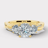 "Hudson" Round Cut 2 Carat Trilogy Diamond Shoulder Engagement Ring Render- Front View