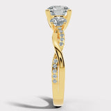 "Hudson" Round Cut 2 Carat Trilogy Diamond Shoulder Engagement Ring Render- Side View