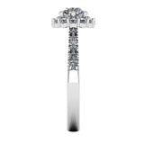 "Imogen" Flower Halo Round Brilliant Cut Diamond Scallop Set Diamond Shoulder Engagement Ring HARB06 - HEERA DIAMONDS