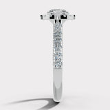 "Indy" 1 carat Halo Round Brilliant Cut Diamond Scallop Set Diamond Shoulder Engagement Ring HARB17
