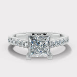 "Isabel" 1 Carat Princess Cut Diamond Hidden Under Halo Diamond Shoulder Engagement Ring UHPC01