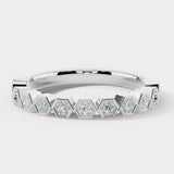"Jill" Honeycomb Hexagon Pattern 0.10ct Diamond Half Eternity Ring ET74