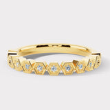 "Jill" Honeycomb Hexagon Pattern 0.10ct Diamond Half Eternity Ring ET74