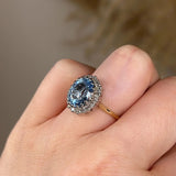 "Juliana" Aquamarine Oval Cut Halo Diamond Engagement Ring HEERA DIAMONDS