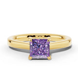 "Julie" 2.5 Carat Princess Cut Lab Grown Diamond Amethyst Under Halo Engagement Ring