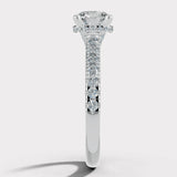 "June" 1 Carat Round Brilliant Cut Diamond Hidden Under Halo Micro Set Diamond Band Engagement Ring UHRB03