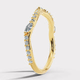 "Kai" Dainty Marquise Leaf 0.30ct Diamonds on Wave Shaped Eternity Ring ET16
