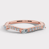 "Kai" Dainty Marquise Leaf 0.30ct Diamonds on Wave Shaped Eternity Ring ET16
