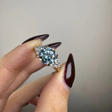"Kiara" Round Cut Blue Diamond 2.5 Carat Diamond Shoulder Yellow Gold Engagement Ring HEERA DIAMONDS
