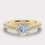 "Kyra" Under Hidden Halo 2.50 Carat Round Brilliant Cut Diamond Shoulders Engagement Ring