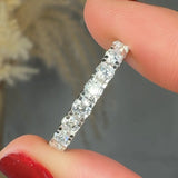 Lab Diamond Scallop Set Half Eternity Band Wedding Ring SRB