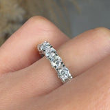 Lab Diamond Scallop Set Half Eternity Band Wedding Ring SRB