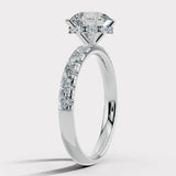 "Lara" 1 carat Round Brilliant Cut Diamond Hidden Under Halo Scallop Set Diamond Band Engagement Ring UHRB05
