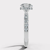 "Lara" 1 carat Round Brilliant Cut Diamond Hidden Under Halo Scallop Set Diamond Band Engagement Ring UHRB05