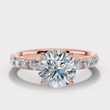 "Lara" 1 carat Round Brilliant Cut Diamond Hidden Under Halo Scallop Set Diamond Band Engagement Ring UHRB05