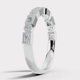 "Lelia" Dainty Round and Emerald Cut 0.40ct Eternity Diamond Ring ET73