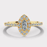 "Lilah" 1 carat Halo Marquise Cut Diamond Shoulder Engagement Ring HAMC03
