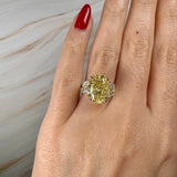 "Lion" Oval Cut 5.5 Carat Natural Trilogy Yellow Gold Engagement Ring HEERA DIAMONDS