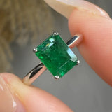 "Lioraen" Emerald Green 0.47 Carat Emerald Cut Solitaire Natural Diamond Engagement Ring HM604 HEERA DIAMONDS