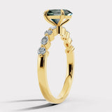 "Tessa" Oval Cut 2 Carat Lab Grown Fancy Vivid Green Diamond Shoulder 18k Yellow Gold Engagement Ring DSOC05