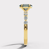 "Tessa" Oval Cut 2 Carat Lab Grown Fancy Vivid Green Diamond Shoulder 18k Yellow Gold Engagement Ring DSOC05