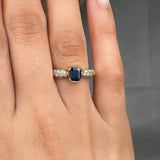 "Lumessia" 0.80 Carat Emerald Cut Blue Sapphire Natural Diamond Shoulder Engagement Ring MSR469
