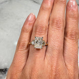 "Lunar" Radiant Cut 3 carat Diamond Shoulder 18kt Yellow Gold Engagement Ring Life style- Top view