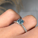 "Lunviera" Blue Sapphire 0.5 Carat Cushion Cut Diamond Shoulder Engagement Ring HLR528 HEERA DIAMONDS