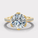 "Lux" 1 carat Petals Basket Set Round Brilliant Cut Diamond Grain Set Diamond Engagement Ring DSRB41