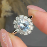 "Lyvoria" Aquamarine 0.99 Carat Oval Cut Lab Grown Diamond Engagement Ring HLR73 HEERA DIAMONDS