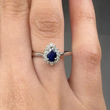 "Lyza" Blue Sapphire 0.41 Carat Pear Cut Diamond Engagement Ring HR1264 HEERA DIAMONDS