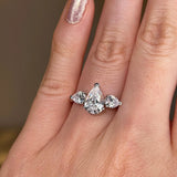 "Madeline" Three Stone Pear Cut Diamond Trilogy Engagement Ring 3SPS02 - HEERA DIAMONDS
