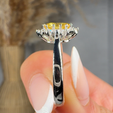 "Marzelle" 1.05 Carat Yellow Oval Cut Natural Diamond Halo Engagement Ring MSR742