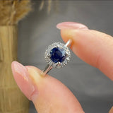 "Melisora" 0.88 Carat Round Cut Blue Sapphire Natural Diamond Engagement Ring MSR788