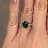 "Miles" Trilogy Green Oval Cut Emerald Diamond Engagement Ring - HEERA DIAMONDS