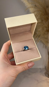 "Moana" Blue Topaz Oval Cut Solitaire Platinum Ring HEERA DIAMONDS