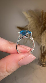 "Moana" Blue Topaz Oval Cut Solitaire Platinum Ring HEERA DIAMONDS