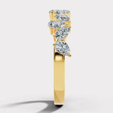 "Nahla" 1 Carat Pear Cut Diamond 18K Yellow Gold Foliage Half Eternity Ring ET3
